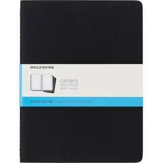 Moleskine Cahier XL, 3er Set, Punktraster, Kartoneinband, Schwarz