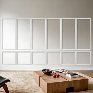 Vevor Wandform-Set, 6er-Set 61x61cm u. 61x137cm Stuckleisten aus Lackierbarem Polystyrol, Wasserfeste Wandleiste, Zierleiste für Wände, Friesleisten für Wohnzimmer, Schlafzimmer, Zuhause, Weiß