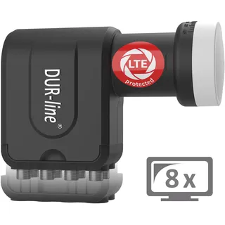 Dur-Line +Ultra Octo LNB - 8 Teilnehmer schwarz - mit LTE-Filter, 8-Fach, digital mit Wetterschutz, Full HD, 4K,Premium-Qualität