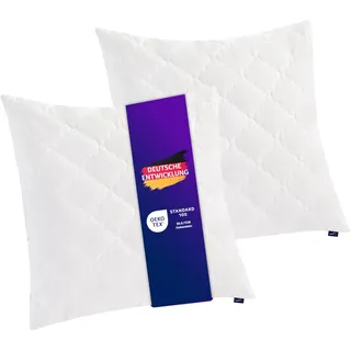 Traumnacht Bamboo Kopfkissen mit Bambusfasern, hypoallergenes, antibakterielles Kissenset mit Reißverschluss, bestehend aus 2 Kopfkissen 80x80cm, Öko-Tex Zertifiziert, entwickelt in Deutschland