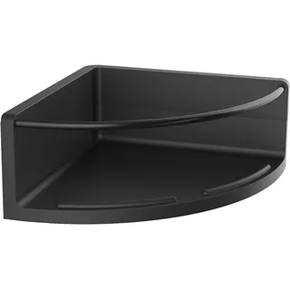 emco Round Eckkorb ohne Bohren zur Wandmontage I Duschablage zum Kleben oder Schrauben aus Metall I Duschregal für Badutensilien in matt weiß, Eckwandkorb