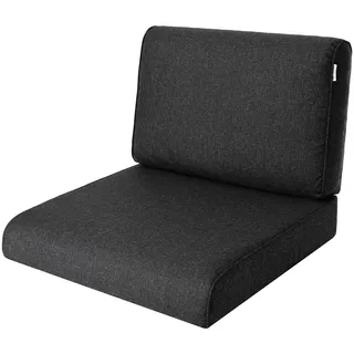 Bjird Sesselkissen, Kissen für Rattanmöbel, Sitzkissen & Rückenkissen, Sitzkissen für Sessel / Stühle - Indoor & Outdoor - Anti-Rutsch - 50x50 cm, Schwarz - Schwarz