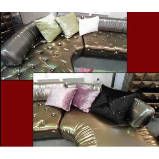 Chesterfield Ecksofa U Form Luxus Couch Wohnlandschaft Gold Eckgarnitur - Gold