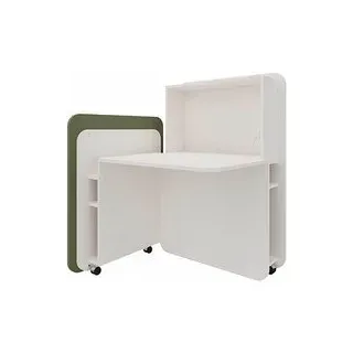 fm FLATup  Sekretär diamantweiß/ dunkelgrün rechteckig, weiß 107,0 x 41,5 - 91,0 cm