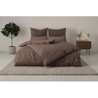 Bettwäsche BRUNO BANANI "Jassen", braun, B/L: 135cm x 200cm, 1 Stk., 1 Stk., Renforcé, B/L: 80cm x 80cm, 2, Renforcé, Obermaterial: 100% Baumwolle, Bettwäsche, Bettwäsche, moderne Bettwäsche aus Baumwolle, Bettwäsche mit Streifen-Design, Topseller
