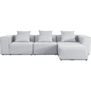 HOME DELUXE - Sofa VERONA - Hellgrau, Größe: L - ca. 327 x 70 x 207 cm, Sitzhöhe: 46 cm, Sitztiefe: 80 cm, inkl. Kissen I Modulares Sofa Modulsofa Ecksofa Wohnlandschaft - Hellgrau