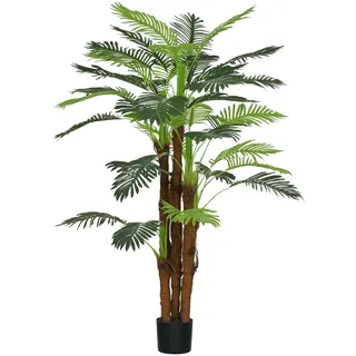 Homcom Künstliche Palme, 160cm Kunstpalme mit 36 Zweige Kunststoff Zement Ø16 x 160H cm