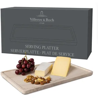 Villeroy & Boch - Manufacture Travertine Servierplatte Groß Beige, Handarbeit, großes Tablett aus Naturstein in Sandton, Teller Stein, Geschirr, Travertin