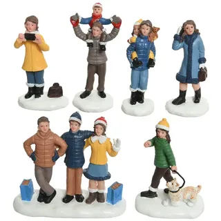 Blister mit 6 Weihnachtsfiguren aus Polyresin. Dekorieren Sie Ihr Zuhause mit diesen bezaubernden und farbenfrohen Figuren, die die festliche Essenz einfangen und Ihrem Weihnachten eine magische Note