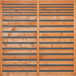 BM Massivholz Sichtschutzelement 180 x 180 cm Braun Edelstahl 4 St.