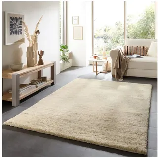 THEKO Hadj Uni Wollteppich 120 x 180 cm Beige