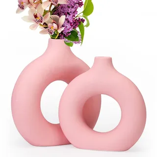 RedHill Keramikvase, VS001, Hellrosa | Minimalistischer nordischer Boho-Stil für Hochzeit, Esstisch, Party, Wohnzimmer, Büro, Schlafzimmer, Vase, dekorativ