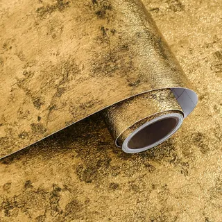 VaryPaper Tapete Selbstklebend Metalloptik Gold 40cmx200cm Metallfolie Selbstklebend Dekofolie Möbelfolie Gold Matt Klebefolie Arbeitsplatte Küche Badezimmer Klebefolie Tisch Kommode Schrankfolie