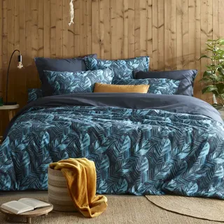 De Witte Lietaer Bettbezug, Musa Midnight Blue - 140 x 220 cm + 60 x 70 cm - Baumwollperkal - Blau