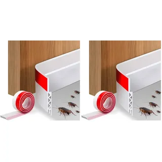 Vinabo Paraspifferi Sottoporta Türdichtung aus Gummi, selbsthaftend, Dichtungsstreifen für Zugluftstopper, Unterseite, schalldämmend, staubdicht, stoßfest (100 cm x 5 cm, Weiß), braun (Packung mit 2)