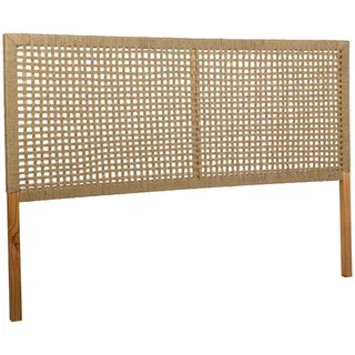 Wanderlust Bettkopfteil aus Holz und geflochtenem Seil, braun, 160x3x110 , Braun , 160x110x3 cm , Bett-Kopfteile