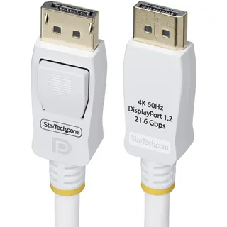 Startech StarTech.com 3m DisplayPort 1.2 Kabel, VESA-zertifiziert, 4K 60Hz, 21.6Gbps, Rastende DP-Stecker, DP 1.2 Monitor Kabel, Weiß