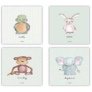 Poster Kinderzimmer Happymots| 4er Set DIN A4 Poster Set | Wandbilder | Kinderzimmer Poster | Deko Bilder Kinderzimmer Mädchen und Jungen | Wandposter Premium