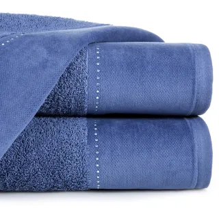 Eurofirany Karina Handtuch Baumwolle Steinchen Glitzer Weich Muster Dick Set 6-er Pack Oeko-Tex, Blau, 50X90 cm, 6