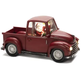 Konstsmide LED Pick-up mit Weihnachtsmann, wassergefüllt, rot, mit Weihnachtsmann als Fahrer, mit an/aus Schalter, 5h Timer, rot, batteriebetrieben, Innen, 3 warm weiße Dioden - 4384-550