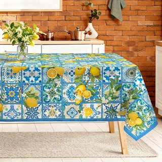 Arquiel Zitronen Tischdecke Rechteckig Abwaschbar Tischdecken Polyester Wasserabweisend, Frühling Sommer Zitrone Tischwäsche Dekoration für Küche Garten Party, 152×213 cm