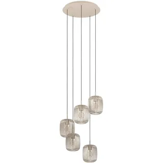 EGLO Hängelampe Romazzina, Cluster Pendelleuchte 5-flammig, Esszimmerlampe über Esstisch aus Metall in Sandfarben, Hängeleuchte mit E27 Fassung