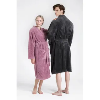Unisex-Bademantel OTTO HOME "Lillou Kimono, ideal für Sauna & Spa, Hotelbademantel, Morgenmantel" Gr. XS, lila (mauve), L:110cm, Microfaser, Hausmäntel, Unisex-Bademantel, kuschelig weicher Fleece, plüsch, für Damen und Herren, XS-3XL, Topseller