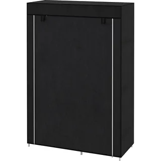 Stoffkleiderschrank 6 Fächer Vliesoptik Faltgarderobe Schwarz 103X43X162,5Cm