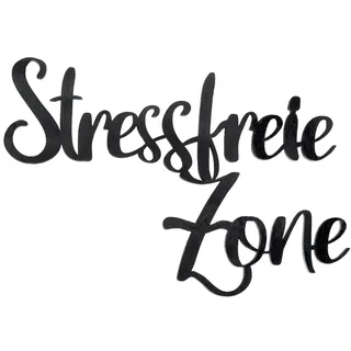 Logbuch-Verlag Schriftzug STRESSFREIE ZONE Holz schwarz 25 cm Türschild Wandbild Deko Geschenk Geburtstag Valentinstag