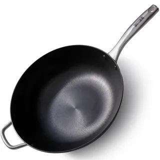 Skottsberg Gusseisen Wok - Ø 34 cm – vorgebrannt & PFAS‐frei, natürlich Antihaft - ideal für Induktion, Gas, Ceran, Grill & Backofen
