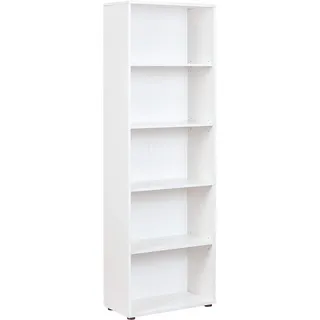 Inter Link - Bücherregal Standregal 5 Fächer Höhenverstellbare Böden Holzregal Wohnzimmer Arbeitszimmer Büro Arco 4 Masse in cm T: 30 x B: 60 x H: 180 Farbe Weiß