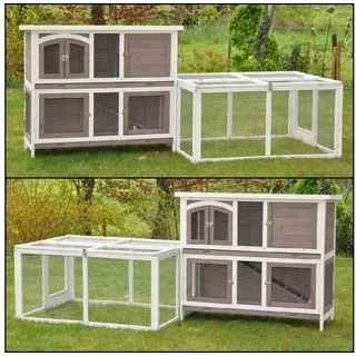 nanook shop Freigehege Kombination 233 x 90 x 104 cm grau/weiß