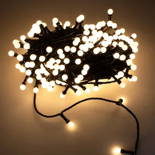 Lichterkette 200 warm weiße LED Kugeln - 20m / In-Outdoor / Timer / Dimmer - mit Netzteil