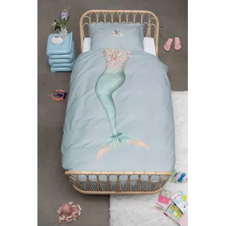 SNURK Bettwäsche-Garnitur Mermaid Aqua Größe 135x200cm+80x80