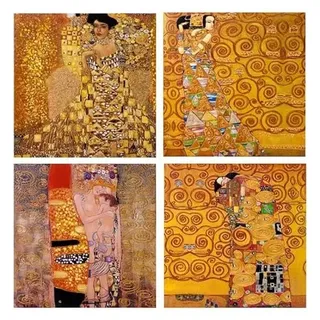 DRW Set 4 Bilder Klimt sortiert 50x50x2 cm