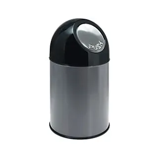 V-PART Push-Mülleimer mit Druckdeckel Stahl 30 L 54 cm (H) Silber