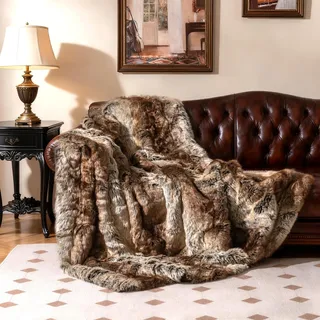 FANTASK warme Felldecke, Luxus Kunstpelz-Decke, Kuscheldecke für Damen, Sofadecke, Überwurfdecke Farbewahl, Couchdecke für Bett, Sofa, Sessel (Kaffee, 153 x 203 cm)