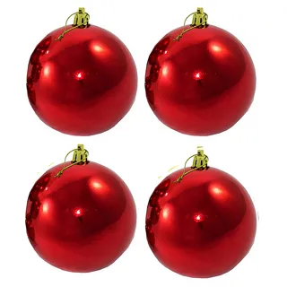 Weihnachtskugeln aus Kunststoff für den Außenbereich - 4 x Ø 15 cm | wetterfest und frostsicher - EXTRA ROBUST STABILE AUFHÄNGUNG Große Christbaumkugeln für Draußen