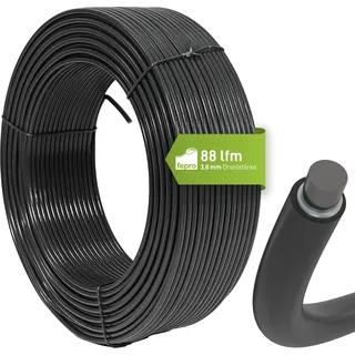 Fepro® Spanndraht 3,8 mm x 88 m, anthrazit, verzinkt und kunststoffbeschichtet - witterungsbeständig, ideal für Maschendraht, Wildzaun, Garten oder basteln