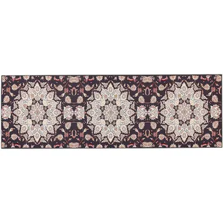 Beliani Kurzflor-Teppich Schwarz 80/240 cm Aritas , Schwarz, Rot, Beige , Textil , Rechteckig , 80x240 cm , Teppiche und Böden, Teppiche