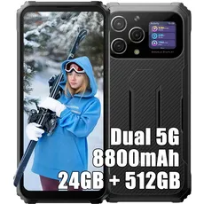 Blackview BL8000 Outdoor Smartphone 5G Handy, 24GB+512GB Dimensity 7050 Android 13 Outdoor Handy, 8800mAh 33W, 50MP + 16MP, 6,78" FHD+ Doppelbildschirm, Handys IP68, 4G LTE/5G/NFC/OTG/GPS Wifi 6