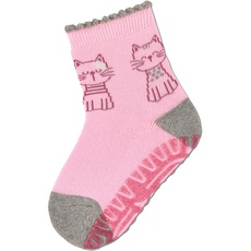 Sterntaler Baby Mädchen Fliesen Socken Baby Glitzer-Flitzer Soft Katzen Strümpfe meliert - Fliesen Rutsch Socken - mit Vollplüsch - rosa, 20