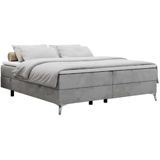 MKS Boxbett Less 120/200 Hellgrau Velvet - H3 , Textil , H3 , Rechteckig , 120x200 cm , Schlafzimmer, Betten, Boxspringbetten