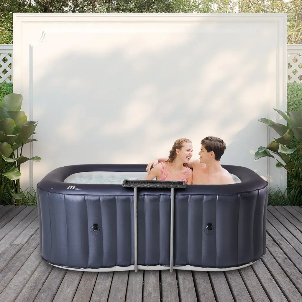 Bild von Miweba MSpa Nest U-NE021 Rattan-Tisch M-ONE und Ozon-UV-C-Desinfektion 2 Personen Garten-Whirlpool Massagedüsen, Hot-Tub Whirlpool