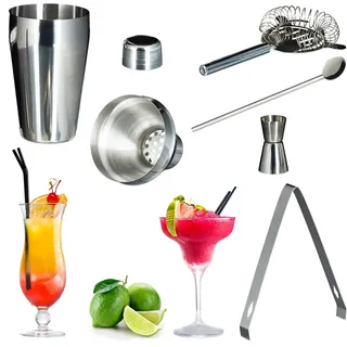 Relaxdays Cocktailset 5-teilig Edelstahl Silber