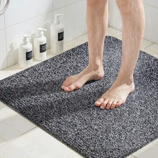 COSYLAND Duschmatte rutschfest 80x80, Badewannenmatte rutschfest mit Ablauf, Weiche PVC-Luffa Rutschmatte Dusche, Schnell Anti Rutsch Badematte, Schwarz-weiß