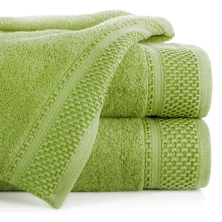 Eurofirany Carlo Badehandtuch Set Handtuch Saunahandtuch Muster – Saugstark, 100% Baumwolle 580g/m2, Hochqualitativ, 3er und 6er Pack, Olivgrün, 70X140cm, 3