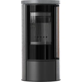 Ofen ERIK Ø150 5 5kW GREY SATIN Keramik schwarz Termotec Griff Jatoba - Grau, Schwarz