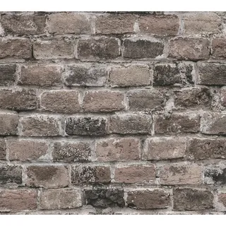 ascreation Vliestapete Ziegelsteinmauer Used Look 10 m x 0,64 m 1 St Braun/Grau 388143