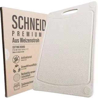 Schneidebrett Spülmaschinenfest aus Weizenstroh - stärker Alternative zu Kunststoff & Holz | ÖKO Antibakteriell | Beidseitig verwendbar | Rutschfest Küchenbrett | Küchen Zubehör | Groß 37x25x0.8cm
